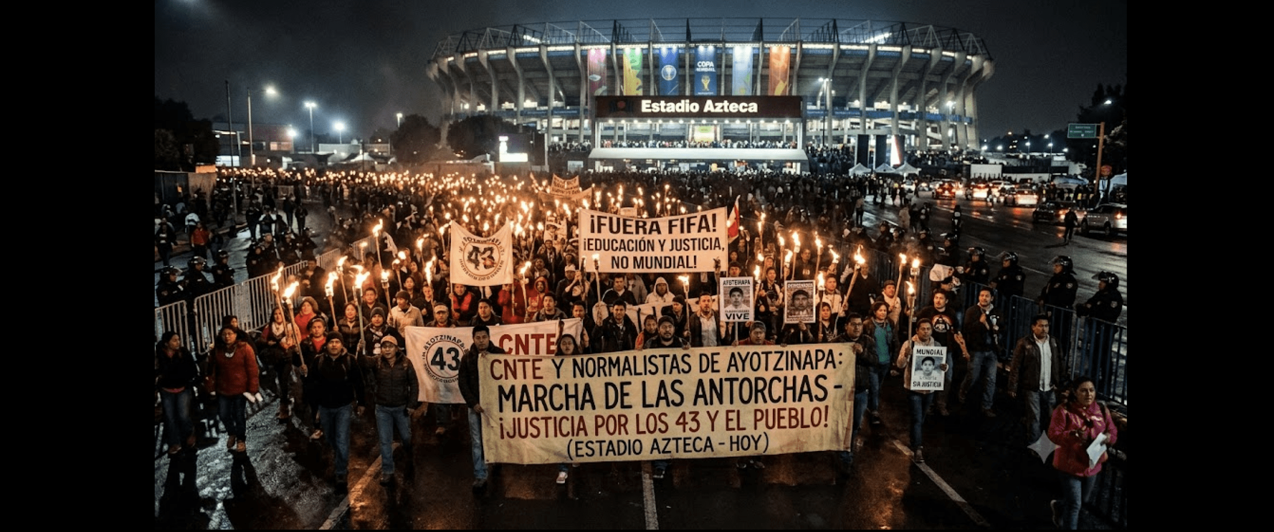 CNTE y normalistas de Ayotzinapa convocan a 'Marcha de las Antorchas' en inmediaciones del Estadio Azteca, un día antes de la inauguración del Mundial - Noticias de Actualidad de México y el Mundo -